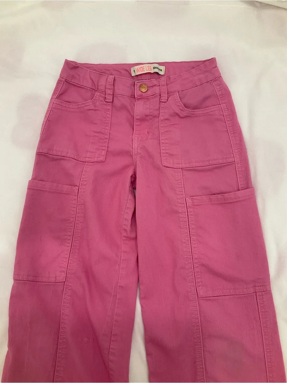 Wide Leg Cargo Pants in Bright Pink